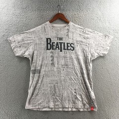 The Beatles Graphic Print Tee T-Shirt Mens XL Gray Cotton Short Sleeve Crew Neck