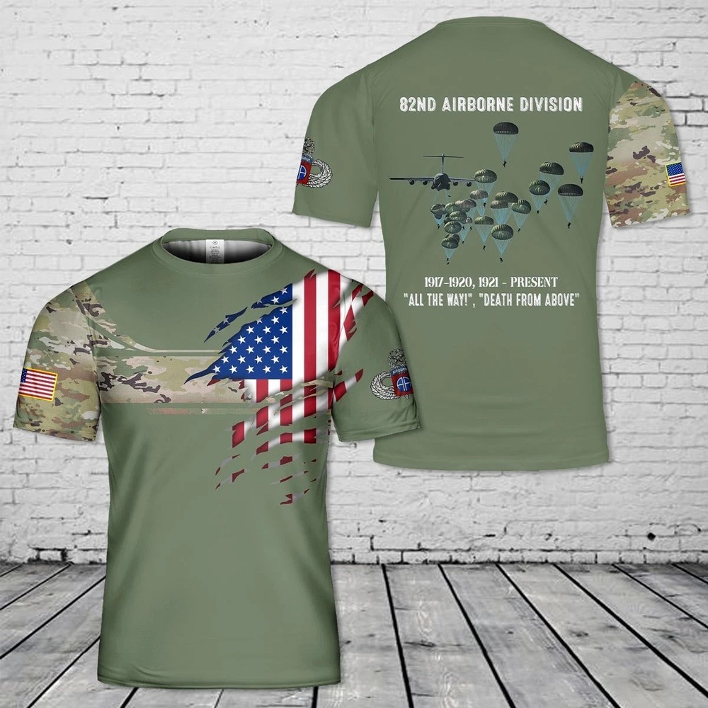 Custom Name US Army Paratroopers With The 82nd Airborne 3D Shirt size S-5XL