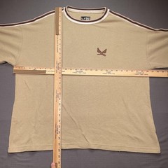 Vintage Bad Boy Shirt Mens XL Beige Ringer Crewneck Logo Knit Tee Made USA 90s