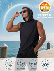 Sleeveless Hoodies for Men UPF 50+ Moisture Wicking Breathable Workout Athlet…