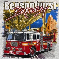 VTG Gildan FDNY Bensonhurst Bravest Engine 253 Mens L Gray Brooklyn Fire Dept