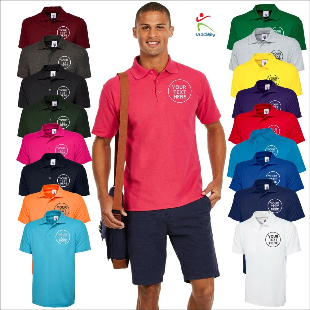Personalised Embroidered Poloshirt Uneek UC101 Classic Workwear Polo Tee Shirts