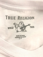 True Religion Men Size S White T Shirt Gold Horseshoe Logo Cotton Tee