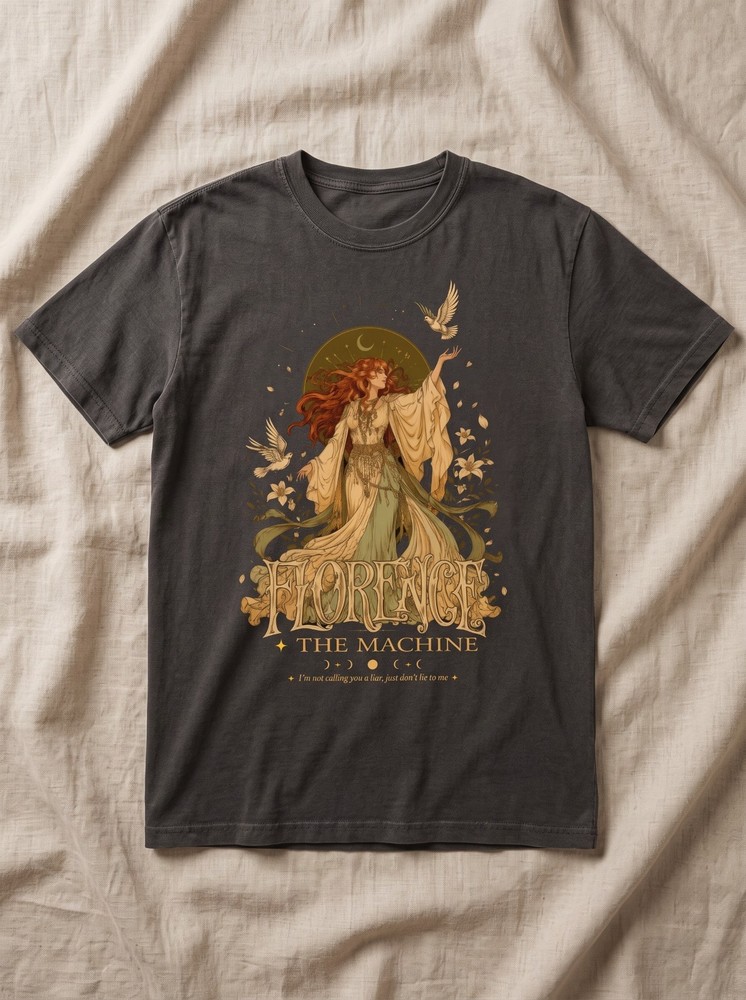 Florence The Machine Comfort Colors T-Shirt, Art Nouveau Vintage Indie Rock Tee