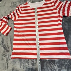 Where’s Waldo Mens 2XL Adult Shirt Halloween Costume Red White Stripe Cosplay