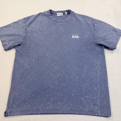 Kith Shirt Mens Large Blue Logo Graphic Tee Mineral Wash Cotton Crewneck