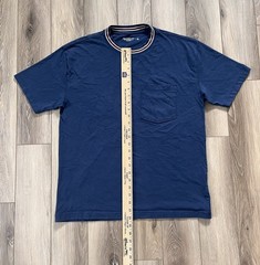 Abercrombie & Fitch Men’s Sz Small Blue Pocket T-Shirt Striped Collar Crew Neck