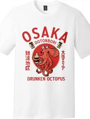 Vintage Japanese Osaka Octopus Unisex T-Shirt Casual Aesthetic Streetwear Tee