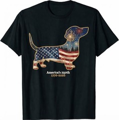 Dachshund America’s 250th Patriotic Dog Fireworks T-Shirt