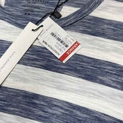 Daniel Buchler Shirt Mens M Blue White Striped Stretch Crew Neck Jersey Tee NWT
