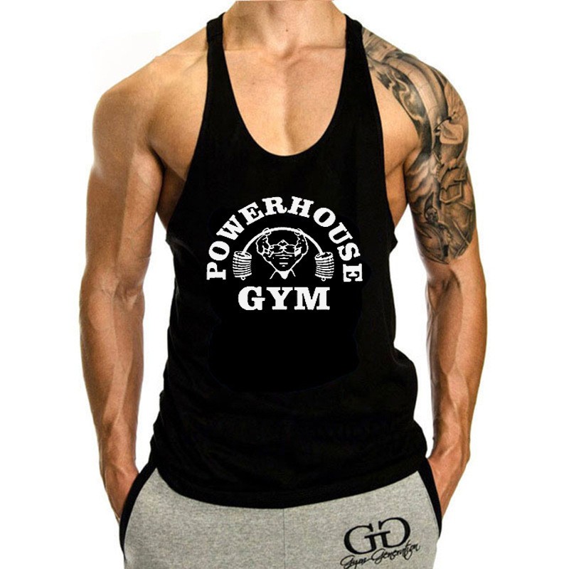 Men Tank Tops Sleeveless Y-Back Shirts Gym Stringer Bodybuilding Fitness T-Shirt