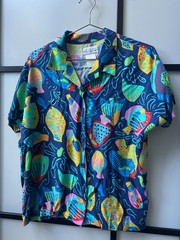 Ken Done Vintage Novelty Print Button Up Fish Pop Art Oceancore Deep Sea – S