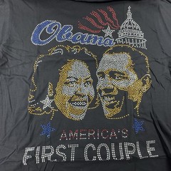 Obama Rhinestone Graphic T Shirt Mens Black Bling Memorabilia Cotton Tee