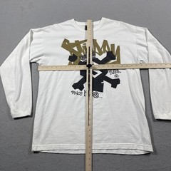 Vintage Stussy Shirt Mens XL White Long Sleeve Old Skool Flavor Graphic 90s