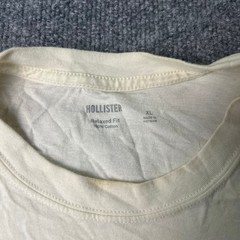 Hollister T-Shirt Mens Size XL Cream Relaxed Fit Long Sleeve Fairview Speedway