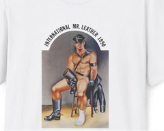 New Men’s Sexy White Tom of Finland Mr. Leather Short Sleeve Cotton T-Shirt-Gay