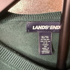 Lands End Men’s Long Sleeve Tee Size XL Green Classic Casual Pullover