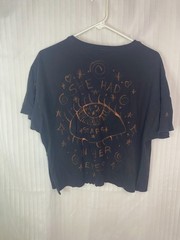 Pharrahisdope Hand Painted Bleach Art Cropped T Shirt Size L Mushrooms Stars Eye