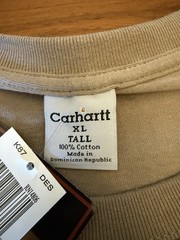 VTG Carhartt K87 Pocket Shirt Mens XLT Tall Desert Tan Workwear Fade Lines 2000s