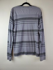 NWT Bar 3 III Waffle KNIT Shirt XL Long Sleeve Striped MENS Slim Fit Gray Elbow