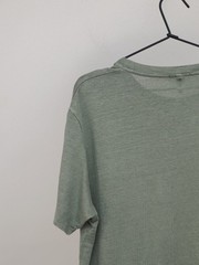 Wool & Co Men’s Khaki Green Linen Solid Tee Shirt Size L Made in Italy