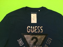 GUESS Los Angeles Men’s Short Sleeve T-Shirt Size LARGE Blue w/Dark Silver NEW