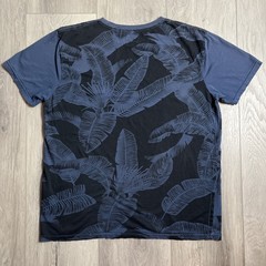 Quiksilver Floral Shirt Mens Large Blue Striped Beach Summer Hawaiian Tropical