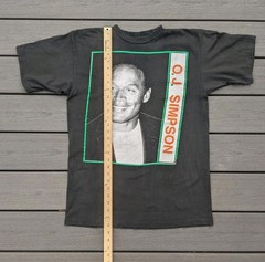 Vintage 90s OJ Simpson Double-sided Size L Single Stitch Rap Tee T-shirt Black
