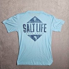 Salt Life T-Shirt Mens Medium Blue Live Salty Graphic Tee Pocket Marlin Oar