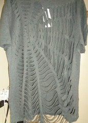 COOFANDY DARK GRAY FRONT ALL OVER CUT OUT CREW NECK T-SHIRT NWT XXL