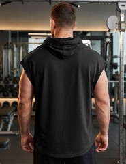 Men’s Oversized Short Sleeve Drawstring Hooded Tank Tops T-Shirts – Casual Su…