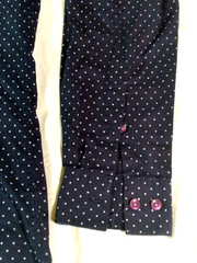 Pierre Cardin Slim Fit Shirt Dk Blue w/White Polka Dots, Men’s Size M=15-15 1/2