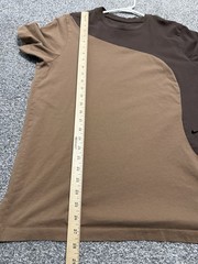 Nike Sportswear Colorblock Tee Mens L Brown Tan Asymmetric Curved Seam Cotton