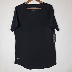 NWT BYLT Wide Neck Lux T-Shirt Mens Large Black Athletic Fit S/S Premium Basics