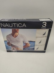 Nautica Cotton V-Neck T-Shirts 3 Pack White Men’s Medium (38-40) NWT