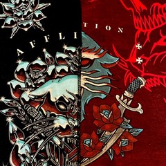 Affliction Black Label Men/Unisex Skull Graphic T-Shirt Black/Red Crew Neck XL