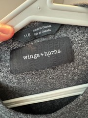 Wings+Horns 1×1 Slub Short Sleeve Marled Black size Large used