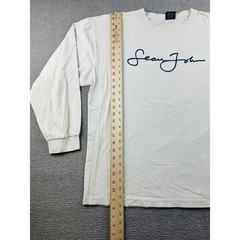 Y2K Sean John Long Sleeve T-Shirt Men XL White Signature Script Relaxed Urban