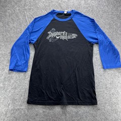Shepherd’s Men Shirt Mens Medium Black Blue Raglan 3/4 Sleeve Graphic Tee