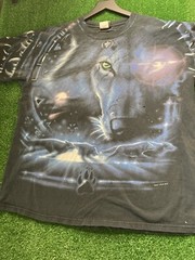 Vintage 2001 Liquid Blue Great Wolf Lodge Wolf All Over Print T-Shirt Size XL