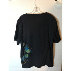 True Religion Stained Glass Graphic T-Shirt Men’s XL Black Scoop Neck Big Logo