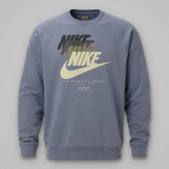 Nike Long Sleeve Tee Mens S Blue Spell Out Swoosh Crewneck Crew Neck
