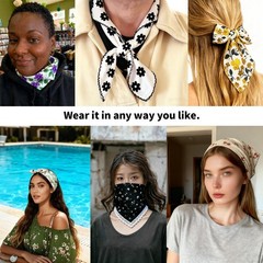 3 PCS 100% Cotton Bandanas Women 21×21 Inch Floral Printed Head Scarves Sets