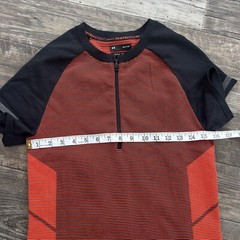 Small Under Amour 1366503 002 Men’s IntelliKnit 1/4 Zip Shirt black orange $85