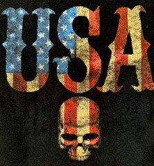 USA Skull Biker T-Shirt Distressed Gothic Patriotic Gildan 2021 Tee Size 2XL