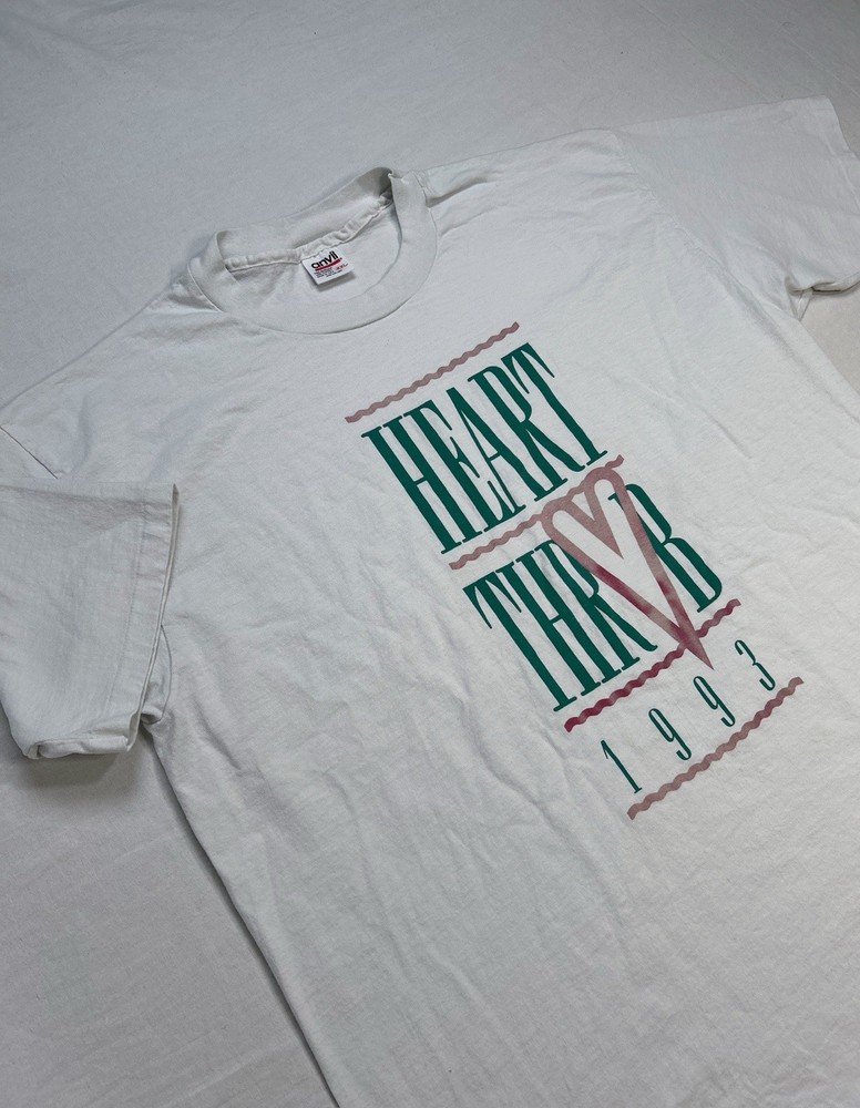 Vintage 90s Single Stitch Band Tee Style Heart Throb Shirt XXL 1993 Marathon USA