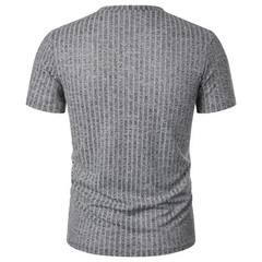 Summer Men Muscle V-Neck T-Shirt Ribbed Stretch Workout Gym Streetwear Tee Gift