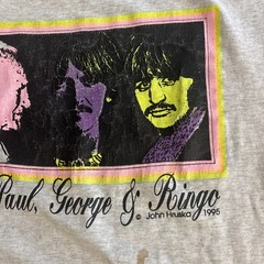 Vintage 1995 Beatles/Pope T-Shirt RARE John Paul, George, Ringo Culture -XL Read