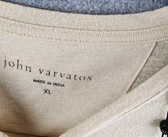 John Varvatos Linen Blend Cording Peace T-Shirts Men XL Twine Crewneck Pullover