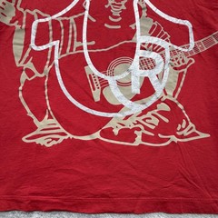 True Religion Shirt Mens L Red Guitar Buddha Graphic Crewneck Cotton Tee